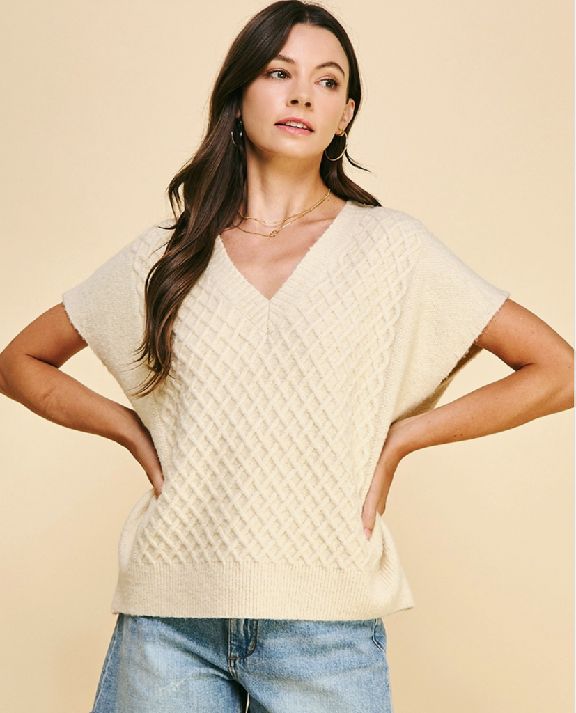 Cream Crochet Sweater Vest