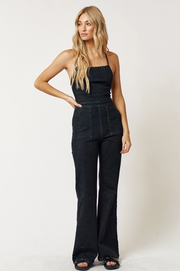 Black Tie Bell Bottom Jumpsuit